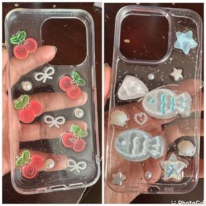 Bundle 2 New iPhone 15 Pro Phone Case 3D Cherry & Fish